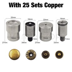 스냅 버튼 다이 금속 버클 설치 금형 리벳 구멍 프레스 핸드 패스너 도구 기계, 12.5mm(633), With 25 Sets Copper, With 25 Sets Copper