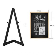 實木折疊畫架展示架 黑板支架立牌迎賓架 落地式海報KT板廣告架, 黑色畫架+60x90黑板