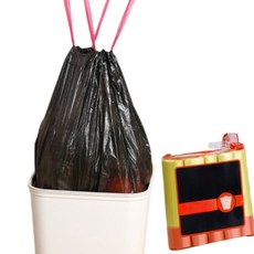 130매 검정 쓰레기통 비닐 한장씩 뜯어쓰는 15L 손잡이 끈 봉투, 130개