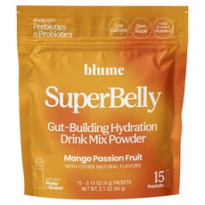 blume Super Belly 腸道健康補水沖泡粉 芒果百香果 15入, 1個, 60g