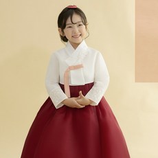 GAON BABY HANBOK 女童深紅色花朵刺繡兒童韓服套裝 AW180