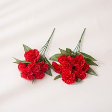 [데코봉봉] 빅 카네이션 부쉬 레드 7송이 2개 가짜 장식꽃 성묘 어버이날 선물