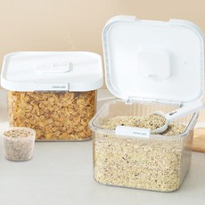 1+1 네오플램 원터치 밀폐 쌀통 쌀 보관통 잡곡통 세트 2p 5kg, 2개, 화이트