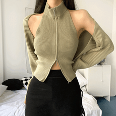 [유니크힙/2col] 스터프 투웨이 골지 나시 볼레로 세트