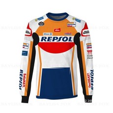 안전 혼다 HRC Repsol Gp 레이싱 팀 긴 소매 저지 남성용 바이크 오토바이 티셔츠 빠른 건조 차가운 느낌 자외선 방지, 03 L, 1개