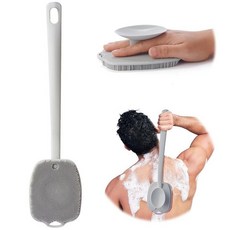 ARIOSOX 샤워용 실리콘 백 스크러버 탈착식 롱 핸들 바디 스크럽 브러시 샤워 각질 제거 및 메시지를 위한 이중 목적 전체 세척 - 그레이