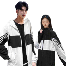 해피엘라 배색 집업 후드 바람막이 점퍼 남녀공용 자켓