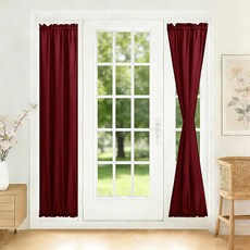 JIUZHEN 버건디 프렌치 도어 커튼 사이드 라이트/파티오 유리용 로드 포켓 단열 전면 너비 30.5cm(12인치) x 길이 182.9cm(72인치) 패널 1개 14365