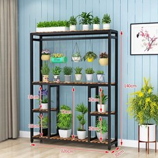 베란다 화분진열대 스탠드 거실 철제 받침대, C. 검정색 프레임 + 탄화 된 플레이트 길이 20cm