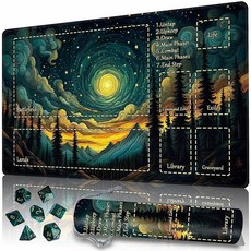 Playmat MTG TCG DND 보관 가방 및 주사위 7개 포함 프리미엄 엣지 잠금 디자인 플레이 매트 매직 플레이매트 게이밍 매트용 존 포함 (스켈레톤 군대 61 x, Valley