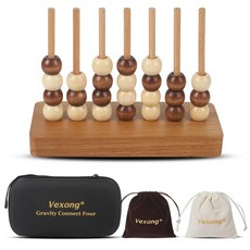 4 in a Row 게임 나무 - 성인 아동용 4 Connect in a Row 클래식 전략 게임 4개의 동일한 색상 연속 휴대용 여행 게임 가족 보드 게임 보관 가방 포, 4 in a Row 게임 나무 - 성인 아동용 4 Co