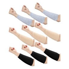 Janmercy 얇은 피부 및 타박상을 위한 팔 보호대 9쌍 정원사 작업용 노인 보호 슬리브 블랙 그레이 베이지, 블랙, 그레이, 베이지