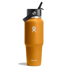 Hydro Flask 여행용 물병 - 단열 스테인리스 스틸 넓은 빨대 뚜껑 흘림 방지 누출 방지 1.2L40온스 토널 블랙 180635, 946.4ml(32온스), 화석