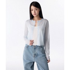 무신사스탠다드 WOMAN 우먼즈 시어 라운드 넥 가디건 [파스텔 블루]