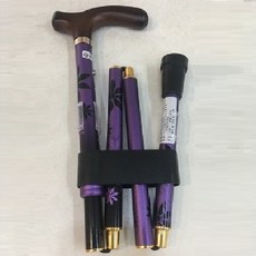 【海夫健康生活館】宜山 折疊伸縮手杖 紫色和風/6段調高/楓木握把/台灣製造(CAP-5009), 1個