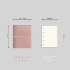 M5 가죽 루즈 리프 노트북 미니 핸드 북 링 금속 바인더 플래너 저널 일기 사무실 문구 70매, 03 분홍색