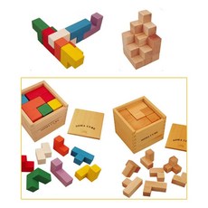 유아 소근육 감각 발달 학습 소마 큐브 원목 칼라 택1 아기원목교구 원목블럭 하페