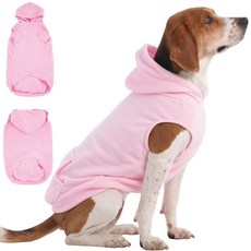 IECOii 강아지 후드 폴라 플리스 스웨트셔츠 가을 추운 겨울 후드 달린 민소매 스웨터 아늑하고 가벼운 여아 남아용 풀오버 의류 퍼그 잭 러셀 카키 M 14582, 미디엄, 핑크