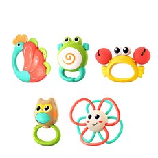 HolaLand 動物樂隊手搖鈴 抓握玩具 安撫玩具, 彩色, 1個