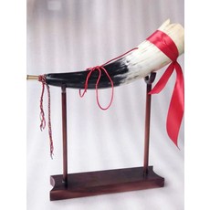 바이킹 뿔피리 전통악기 양각나팔 입문용 대형 핸드메이드 뿔나팔 관악기, 수지 화이트 마우스 40cm