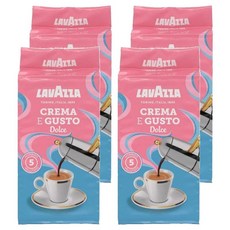 Lavazza 라바짜 크레마 에 구스토 델리카토 돌체 이탈리아 에스프레소 그라운드 분쇄커피 250g, 4개