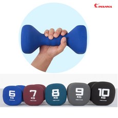 [iwanna] 네오프렌 사각 아령 칼라아령 덤벨 헬스아령, 6kg, 1개