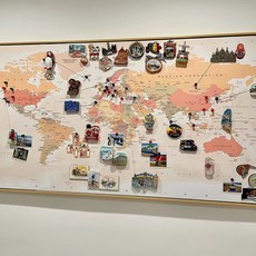 세계지도 타공판 벽면 160x80cm 자석판 대형 마그넷 보드 그림, 세계 지도, PS 친환경 프레임  방수 텍스처 캔버스  자석 패널