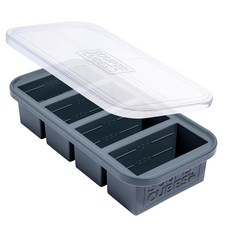Souper Cubes 실리콘 냉동고 몰드 1컵 - 국물 쌀 남은 음식 등을 보관하기에 완벽한 수프 큐브 식사 준비를 위한 뚜껑이 있는 트레이 블루베리 1팩 263718, 차콜