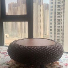 원형 라탄 좌식테이블 식탁 미니 티 중 사이드 다도상 커피, H. 레트로 라지 레귤러