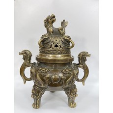 御古齋 精選黃銅天狗爐 雙龍吐珠臥貔貅 靜香爐 養身禪坐 祈神禮佛供佛, 1個