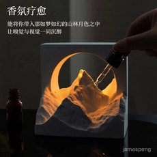 VO2C 日照金山香薰燈擴香石小夜燈氛圍燈，生日禮物/聖誕禮物送女友，精美房間擺件, 日照金山L形狀【簡裝】,烏木沉香