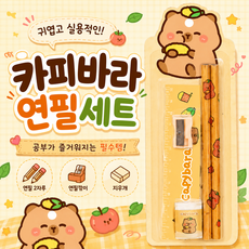 루베코 카피바라 연필세트 문구세트 지우개 필통 학용품, 1개, 옐로우