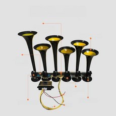 에어혼 아기상어크락션 나팔혼 튜닝 트럭경적 여음기 나팔 쌍혼 자동차 경적, 20음 24V, 6 스피커, 일반, 1개