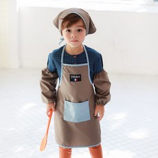 Easygo 兒童圍裙幼兒圍裙套組幼兒藝術禮服, 棕色
