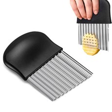 감자 나이프 파형 감자 커터 스테인리스 주방용품 감자 양파 당근 가정용 조리기구 주방 도구_검정_