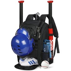 SDYSM 棒壘球裝備包，多功能運動後背包，可收納球棒、頭盔、手套、鞋子、水壺，適合棒球與壘球運動員, 純黑色丨,35-40L, 1個