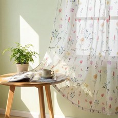 Newwiee 2 Panels Wildflower Curtains 84 Inch Length Semi Sheer Living Room Drapes Spring Floral Bu