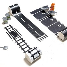 스테이앳홈 KC인증 한글표시 도로테이프 철도/주차장 마스킹테이프 3종 중 1 - 중장비 스몰월드 공사장 만들기 (폭 5cm x 총길이 5m), 주차장, 1개