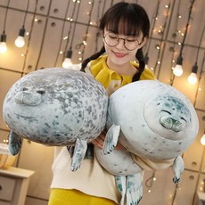 하프 물범 물개 쿠션 인형 대형 2size/모찌 바다표범, 방실웃는(흰색)60CM