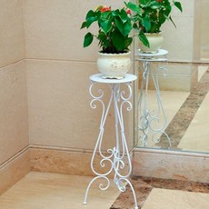 높은 화분 받침대 앤틱 철제 용품 화분 거실 정리대 거치대, 4. 높이75cm-흰색(접시직경28CM)