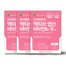 프리벤트라 액티브 엽산 비타민B6 B12 30g, 3개