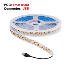5V 3mm PCB LED 스트립 조명 1 컷 초박형 2835 유연한 테이프 DC IP21 방수 아님 따뜻한 자연 흰색, 01 8MM PCB - USB, 01 Warm White, 06 5m, 01 White