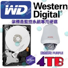 WD 紫標 4TB 硬碟 監視器專用 公司貨 24小時運轉, 1個, WD硬碟紫標4TB