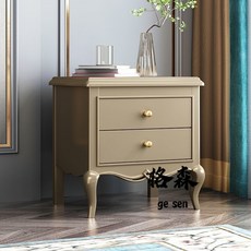 【格森】美式床頭櫃 烤漆法式輕奢床邊櫃 實木大尺寸現代簡約儲物櫃, 白色,長55深40高60CM, 1個