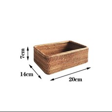 藤編收納筐 桌面收納盒, 粗邊小號小款20*14*7, 1套