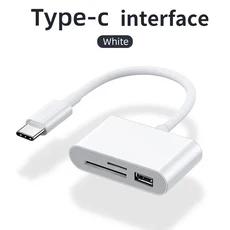 124개 3-In-1 다기능 Type-C-SD 카드 및 TF 카메라 어댑터 리더기 USB 보안 키 지원, 01 3in1 White2