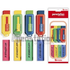 스테들러 슬라이딩 칼라 지우개 리필 세트, 1개, 슬라이딩 칼라 지우개4개+리필 4개 세트