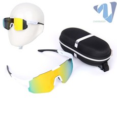 라이딩 러닝 미러 편광 렌즈 자외선 차단 제트핏 스포츠 고글 선글라스 화이트
