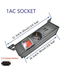 데스크탑 숨김형 소켓 PDU 전원 스트립 네트워크 캐비닛 랙 C14 포트 링크 18AC EU 무선 16A4000W USB, 1AC SOCKET, 110~250V, wireless