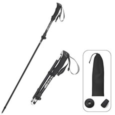 알루미늄 접이식 초경량 여행 트레킹 하이킹 폴 조절 가능한 높이 퀵 락 시스템이 있는 경량 워킹 스틱 텔레스코픽 남성 및 여성용 캠핑 (레드)_152196, 블랙_152196